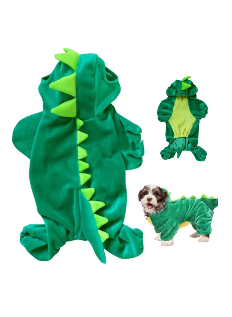 SYOSI Costumes Dog Dinosaur Costume Cute Dog Costume Jacket Coat Warm Crystal Velvet Winter Pet Clothes Hoodie Casual Cosplay Props for Party (Size L)  - Image 1