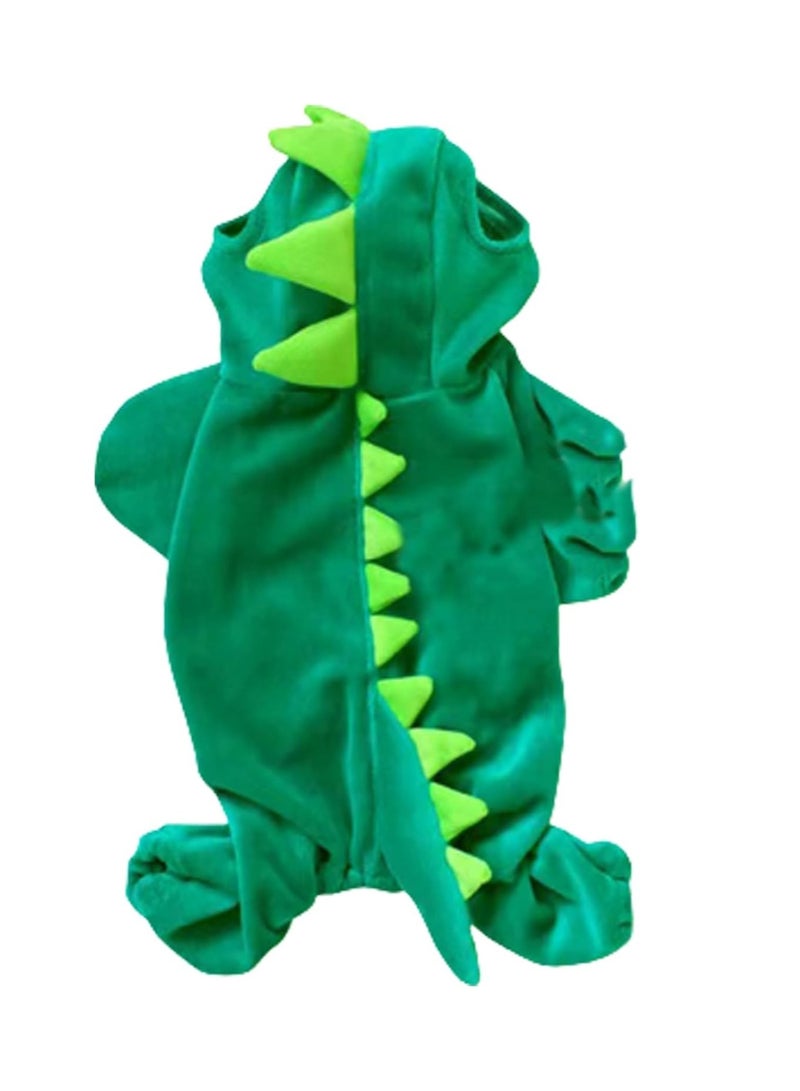 SYOSI Costumes Dog Dinosaur Costume Cute Dog Costume Jacket Coat Warm Crystal Velvet Winter Pet Clothes Hoodie Casual Cosplay Props for Party (Size L)  - Image 4