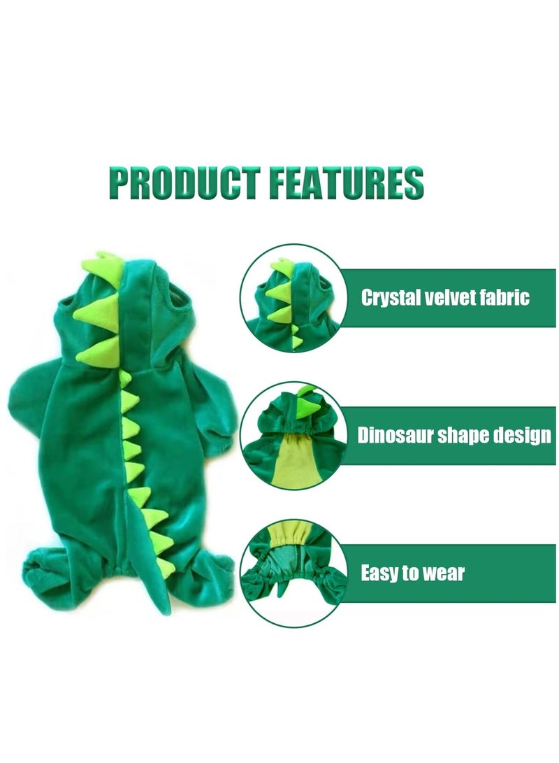 SYOSI Costumes Dog Dinosaur Costume Cute Dog Costume Jacket Coat Warm Crystal Velvet Winter Pet Clothes Hoodie Casual Cosplay Props for Party (Size L)  - Image 3