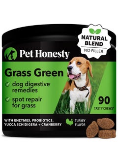 Pet Honesty Grass Green  Pee Grass Spot Saver Caused By Dog Urine, Gut Health Probiotics, Dog Urine Neutralizer For Lawn, Grass Burn Spot Chews, Cranberry, Apple Cider Vinegar, Dog Rock (Turkey 90Ct)  - Image 1