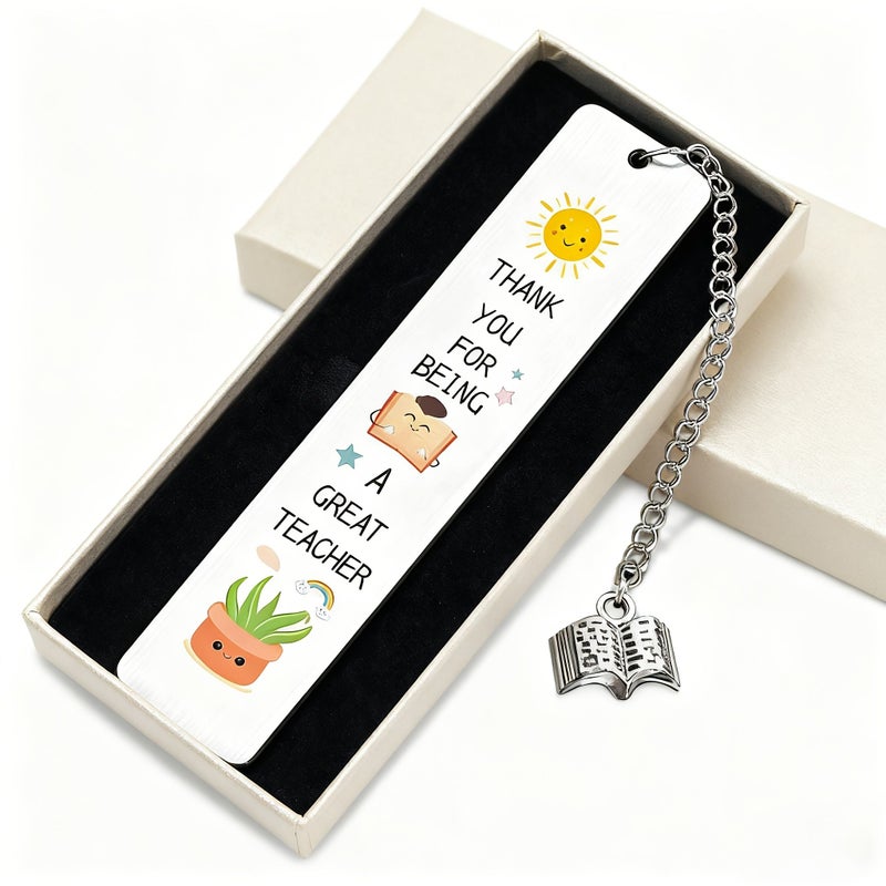 Elegant Stainless Steel Bookmark Pendant Book Lovers Gift Teacher Friends Birthday - Image 1