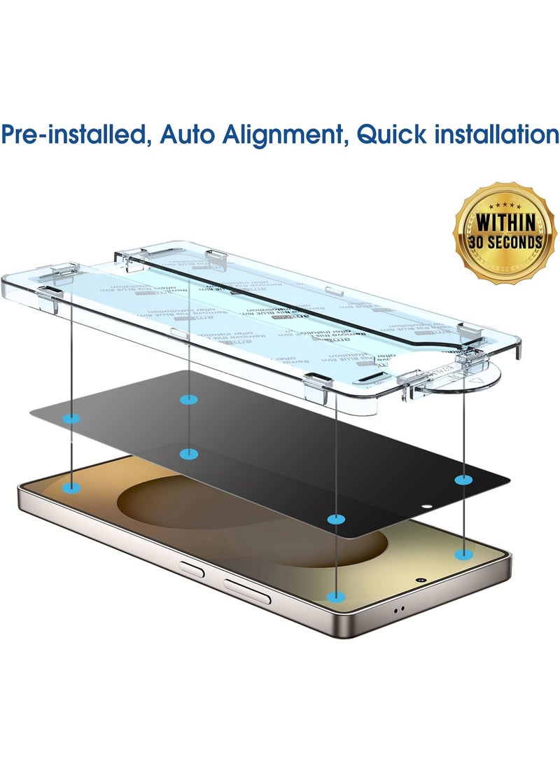 أمفيلم واقي شاشة للخصوصية ام فليم ون تاتش لهاتف سامسونج اس 25 الترا مقاس 6.9 بوصة + واقي عدسة الكاميرا، زجاج مقسى، تقنية المحاذاة التلقائية لمدة 30 ثانية، خالٍ من الفقاعات، حماية للخصوصية 28 درجة [عبوتان + عبوتان] - Image 3