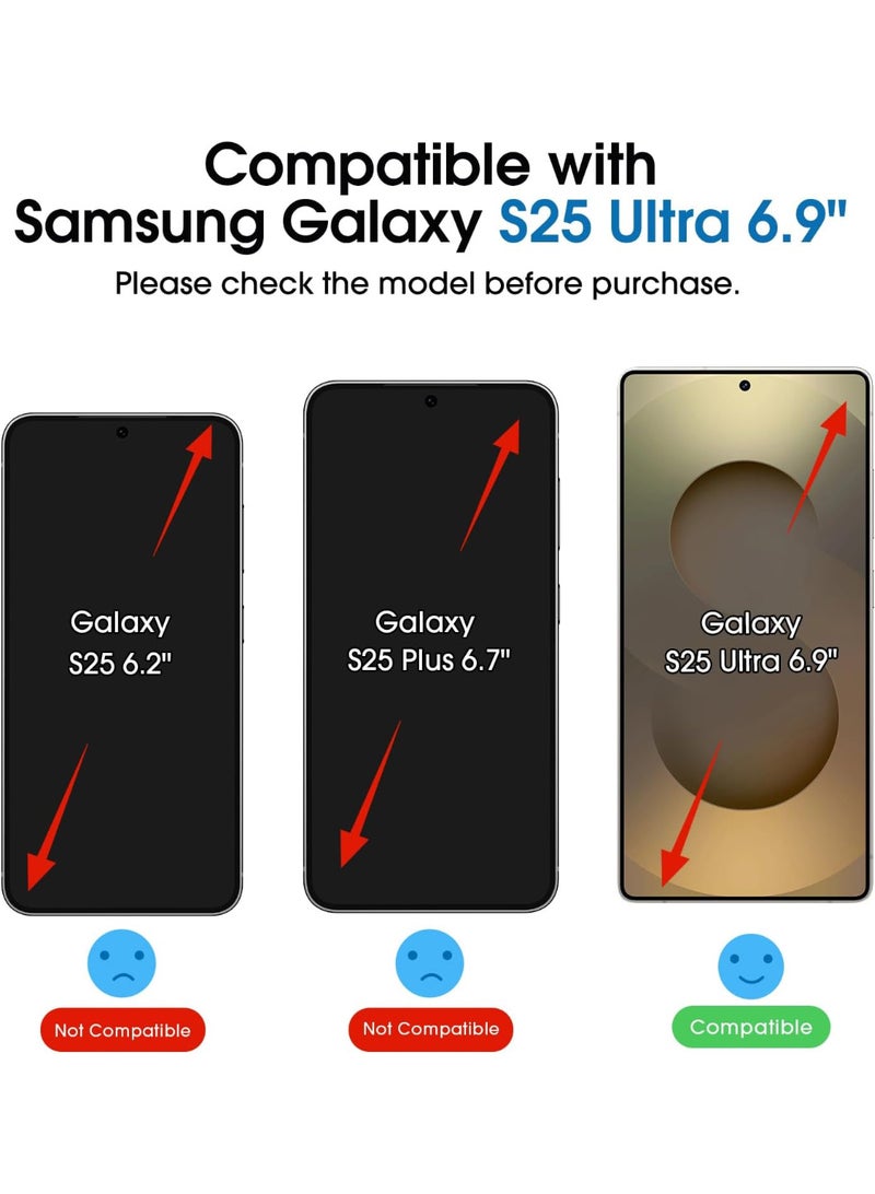 أمفيلم واقي شاشة للخصوصية ام فليم ون تاتش لهاتف سامسونج اس 25 الترا مقاس 6.9 بوصة + واقي عدسة الكاميرا، زجاج مقسى، تقنية المحاذاة التلقائية لمدة 30 ثانية، خالٍ من الفقاعات، حماية للخصوصية 28 درجة [عبوتان + عبوتان] - Image 2