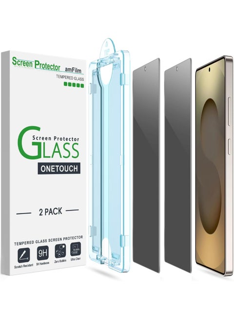 واقي شاشة للخصوصية ام فليم ون تاتش لهاتف سامسونج اس 25 الترا مقاس 6.9 بوصة + واقي عدسة الكاميرا، زجاج مقسى، تقنية المحاذاة التلقائية لمدة 30 ثانية، خالٍ من الفقاعات، حماية للخصوصية 28 درجة [عبوتان + عبوتان]