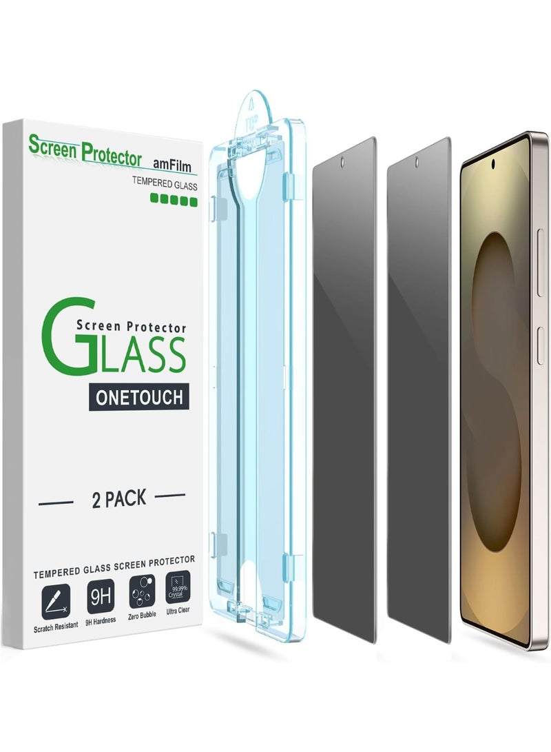 أمفيلم واقي شاشة للخصوصية ام فليم ون تاتش لهاتف سامسونج اس 25 الترا مقاس 6.9 بوصة + واقي عدسة الكاميرا، زجاج مقسى، تقنية المحاذاة التلقائية لمدة 30 ثانية، خالٍ من الفقاعات، حماية للخصوصية 28 درجة [عبوتان + عبوتان] - Image 1