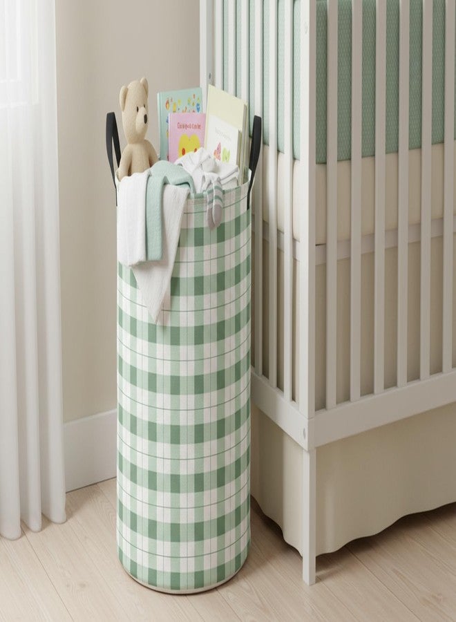 CLOCOR Large Laundry Basket,Waterproof Nursery Hamper,Collapsible Fabric Storage Container,Room Decor,Gift Basket（Green Grid - Image 2