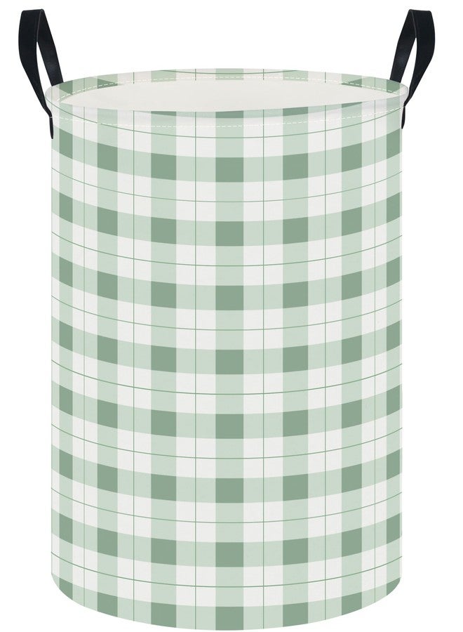 CLOCOR Large Laundry Basket,Waterproof Nursery Hamper,Collapsible Fabric Storage Container,Room Decor,Gift Basket（Green Grid - Image 1