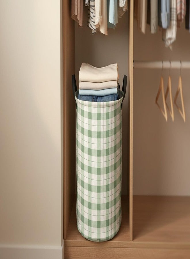 CLOCOR Large Laundry Basket,Waterproof Nursery Hamper,Collapsible Fabric Storage Container,Room Decor,Gift Basket（Green Grid - Image 3