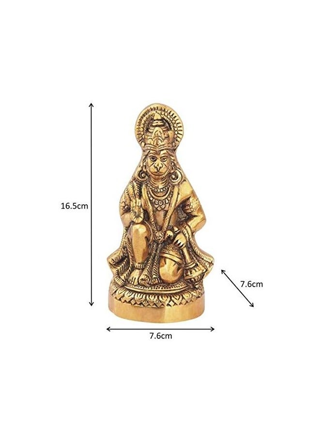 Prince Home Decor and Gifts Hanuman Ji Statue Sitting In Metal Hanuman Ji Idol Bajrangbali Murti Gift Article Decorative Showpiece Multicolour 1 Piece - Image 2