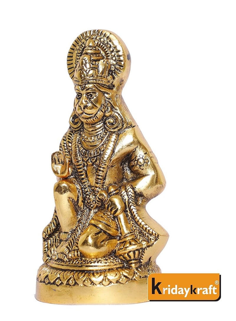 Prince Home Decor and Gifts Hanuman Ji Statue Sitting In Metal Hanuman Ji Idol Bajrangbali Murti Gift Article Decorative Showpiece Multicolour 1 Piece - Image 4