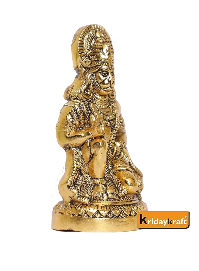 Prince Home Decor and Gifts Hanuman Ji Statue Sitting In Metal Hanuman Ji Idol Bajrangbali Murti Gift Article Decorative Showpiece Multicolour 1 Piece - Image 5