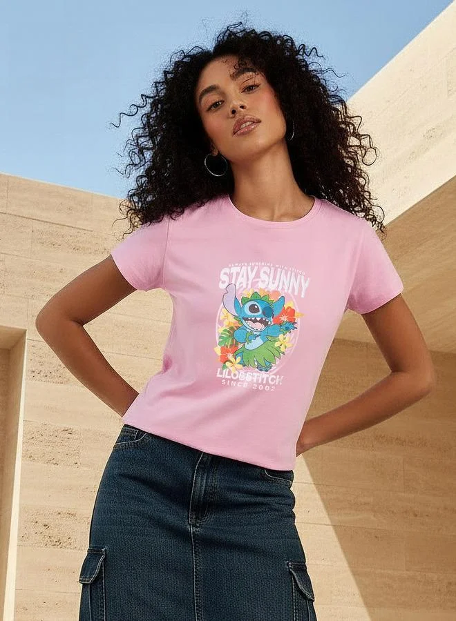اس بي كاركترز Regular Fit Cotton T shirt with Stitch Print