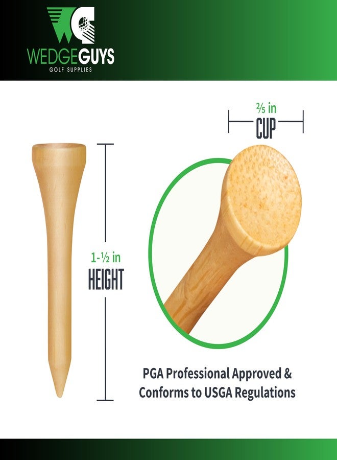 Wedge Guys Bamboo Golf Tees 1-1/2 Inch - 100pcs. - Stronger Than Wooden Golf Tees Biodegradable & Less Friction, PGA Professional Approved - Image 2