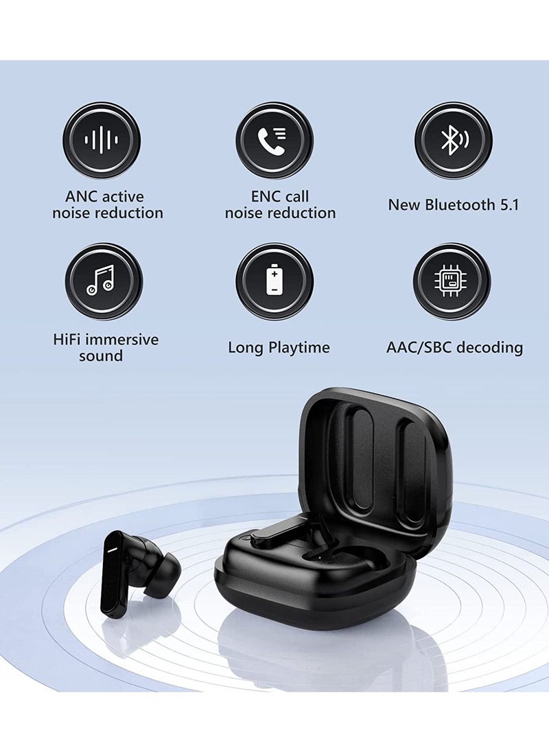 Wireless Earbuds, Active Noise Cancelling Bluetooth Earbuds, Earphones with 35H Playtime, In-Ear Detection, Touch Control, ENC Tech for Clear Calls, Bluetooth , USB-C Quick Charge, IPX7 Waterproof