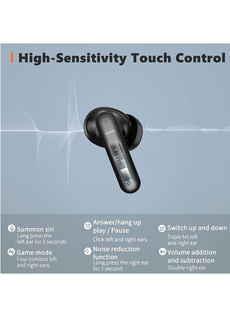 VKL Wireless Earbuds, Active Noise Cancelling Bluetooth Earbuds, Earphones with 35H Playtime, In-Ear Detection, Touch Control, ENC Tech for Clear Calls, Bluetooth , USB-C Quick Charge, IPX7 Waterproof  - Image 2