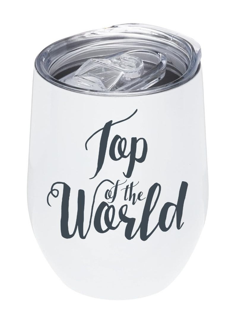 LOUD UNIVERSE White Insulated Tumbler 12Oz With Lid, Top Of The World Design, Perfect Cute Gift For Hot And Cold Drinks 