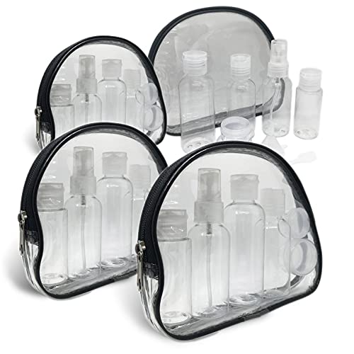 JADEWELL 4 Pack Travel Bottles Set with Zipper Bag Containers for Toiletries Shampoo Conditioner Lotion Body Wash Liquid Leak-Proof Carry-on for Airplane - Image 1
