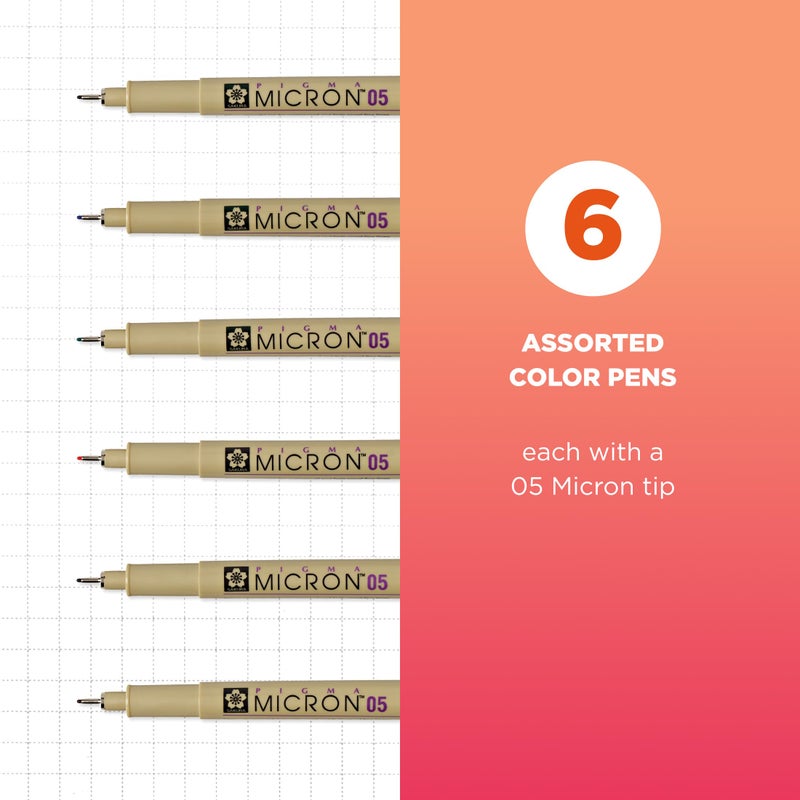 SAKURA 30065 6-Piece Pigma Micron (Colors may vary) 05 Ink Pen Set - Image 2