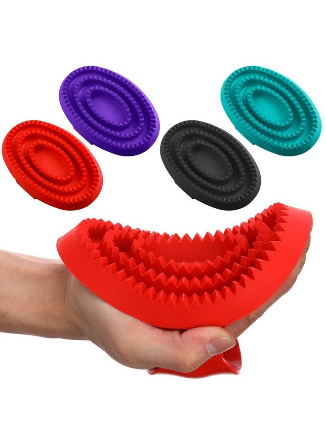 Dingion 4 Pcs Large Rubber Curry Comb 6" x 4" Horse Grooming Brush Rubber Comb Brush with Handle Shampoo Rubber Comb Horse Brush for Dogs Cats Shedding Short Long Hair Shower Supplies, 4 Colors - Image 1