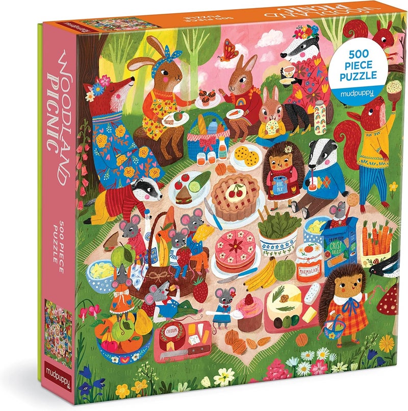 Mudpuppy Moisture proof Woodland Picnic 500 Piece Family Puzzle Light & sturdy - Image 1