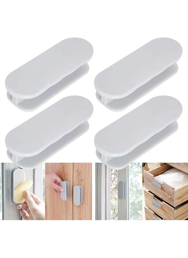 PROMASS promass Self-Stick Cabinet Handles, 4Pcs Self-Stick Instant Cabinet Drawer-Humanity Handle for Kitchen Cabinet Knobs Drawer Window Sliding Door-Wardrobe Self-Stick Push Pull Helper Handles - White  - Image 1