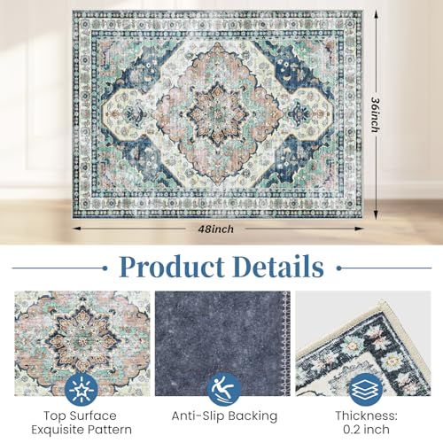Lreedy Office Chair Mat for Hardwood FloorTile Floor36X 48 Heavy Duty Desk Chair Mat for Hard FloorsUnder Desk Rug for Rolling Computer ChairAnti SlipLow Pile Carpet FloorBlue Flower - Image 3