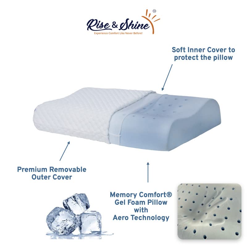 Rise & Shine Rise Shine Kids Contour Gel Memory Foam Pillow for Neck and Shoulder Pain Relief with Removable Zip Cover 115x195x3727 - Image 3
