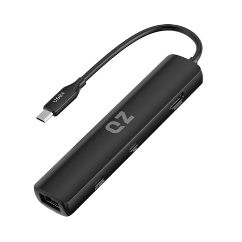 QZ USB 4.0 Hub HDMI 8K/60Hz, 4K/120Hz, 40 Gbps, 6 in 1, USB Hub 4.0, Power Delivery PD 100W, Laptop Docking Station for USB 4.0 PC Laptop Phones and Office Work Stations [Aluminum] - Image 1