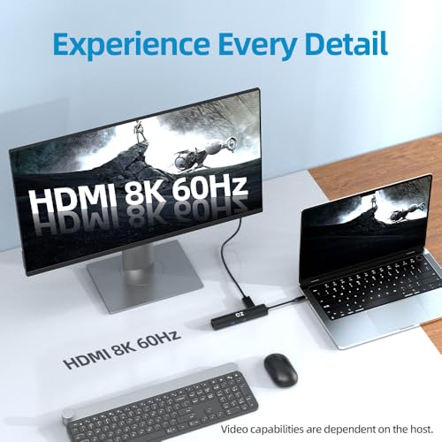 QZ USB 4.0 Hub HDMI 8K/60Hz, 4K/120Hz, 40 Gbps, 6 in 1, USB Hub 4.0, Power Delivery PD 100W, Laptop Docking Station for USB 4.0 PC Laptop Phones and Office Work Stations [Aluminum] - Image 4
