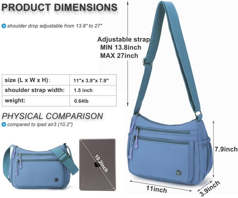 Pealwel Casual Crossbody Bag with Anti Theft Pocket - Women Lightweight Water-Resistant Purse Bag (Blue Blue) - Image 5