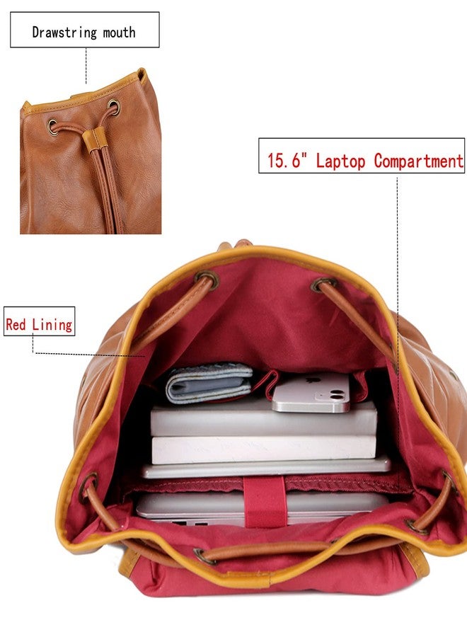 BAOSHA Vegan Leather 15.6 inch Laptop Backpack Hiking Camping Backpack Satchel Bookbag Travel Business Backpack CN-01 (Brown) - Image 3
