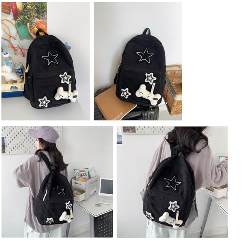 Goylmc Cute Backpack, Double Shoulder Bag, Laptop Backpack for 15.6” with Large Capacity Adjustable Straps (Black) - Image 3