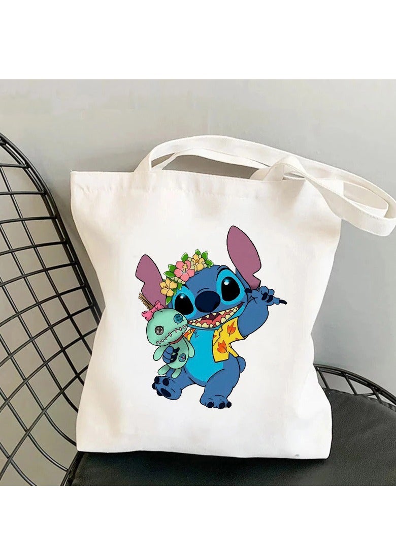 STITCH Kawaii Funny Stitch Tote Bag Canvas Shoulder Bag Eco Hip Hop Lilo and Stitch Shopping Bag Women Tote Shopper Bag Female
