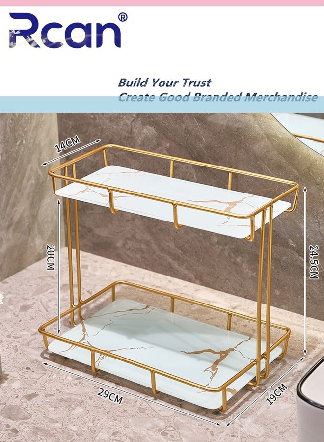 Rcan Makeup Organizer Shelf 2 Tier Bathroom Vanity Tray for Perfumes Makeups Toiletries and Skincare Multifunctional Cosmetic Storage Rack for Dresser and Countertop  - Image 4
