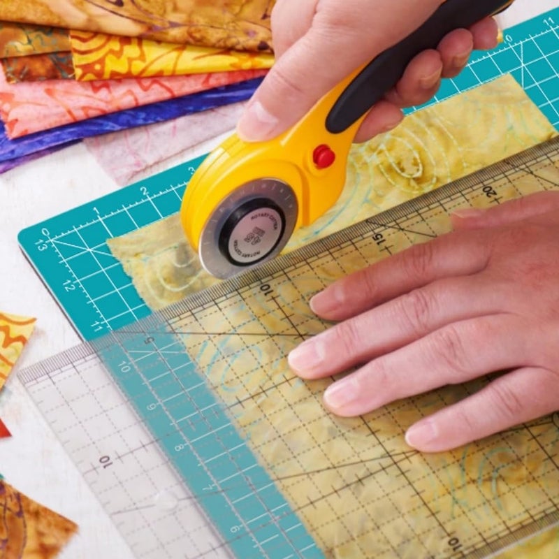 AMASEWART Rotating Self Healing Cutting Mat 14"x14" (13" Grid), Square Sewing Cutting Mat Board Perfect for Fabric Quilting & Art Projects, Turquoise - Image 4
