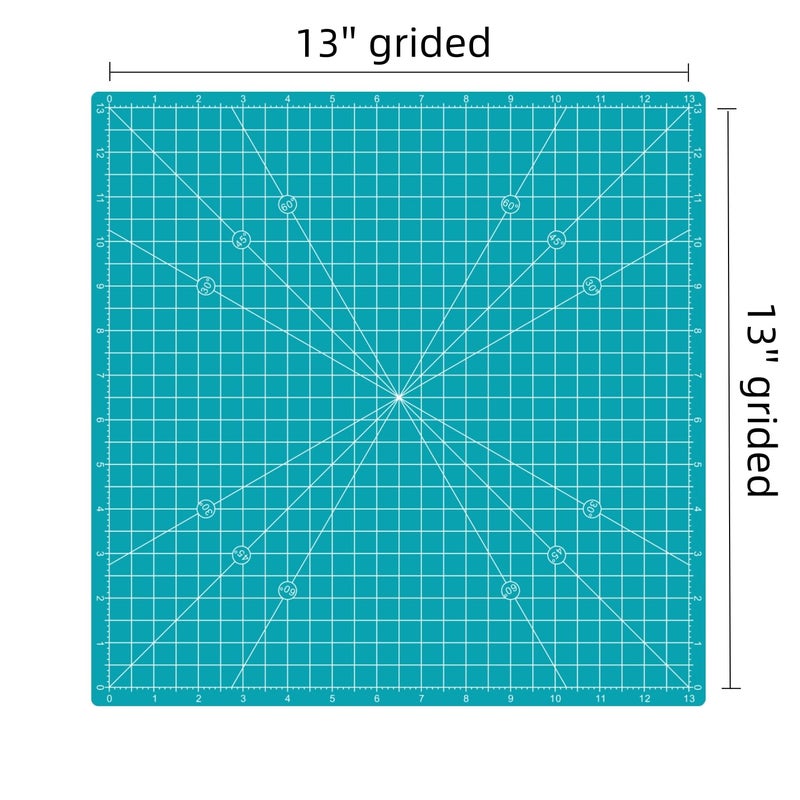 AMASEWART Rotating Self Healing Cutting Mat 14"x14" (13" Grid), Square Sewing Cutting Mat Board Perfect for Fabric Quilting & Art Projects, Turquoise - Image 3