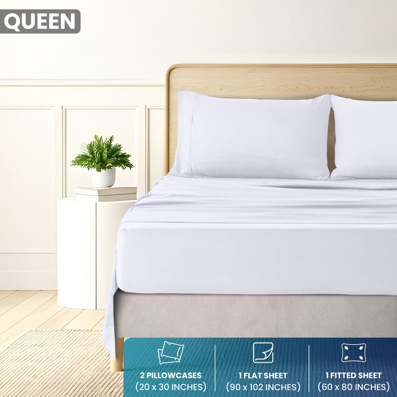Utopia Bedding Queen Sheet Set - Brushed Microfiber - Soft Bed Sheets for Queen Size Bed Set - Includes 1 Fitted, 1 Flat, & 2 Pillow Cases - Deep Pocket (White) - Image 2