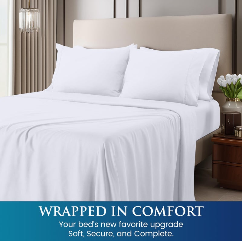 Utopia Bedding Queen Sheet Set - Brushed Microfiber - Soft Bed Sheets for Queen Size Bed Set - Includes 1 Fitted, 1 Flat, & 2 Pillow Cases - Deep Pocket (White) - Image 4