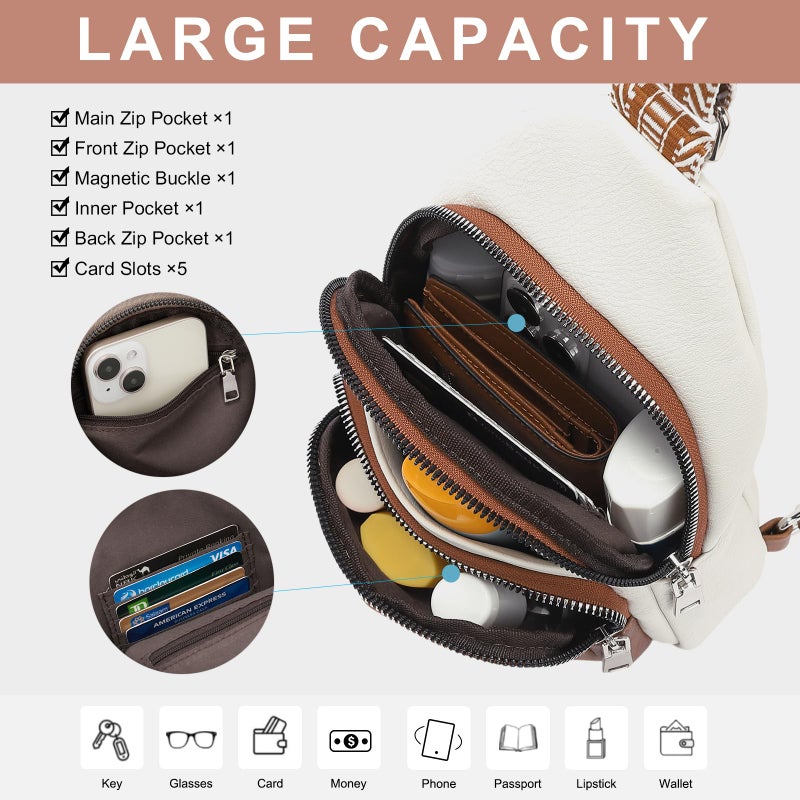 CLUCI Small Sling Bag for Women, Vegan Leather Fanny Pack Crossbody Bags for Women, Chest Bag With Guitar Strap - Image 3