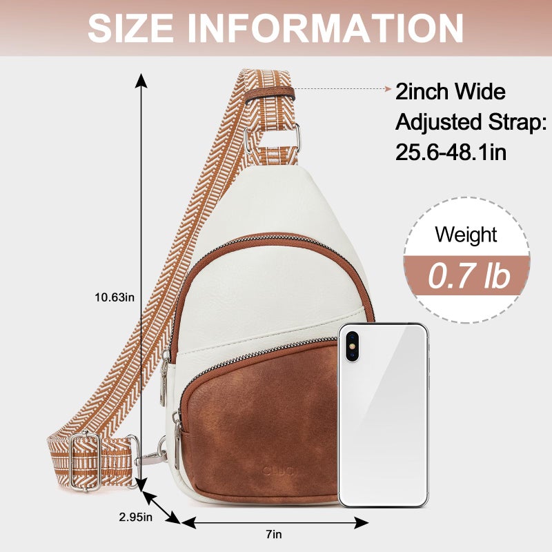 CLUCI Small Sling Bag for Women, Vegan Leather Fanny Pack Crossbody Bags for Women, Chest Bag With Guitar Strap - Image 4
