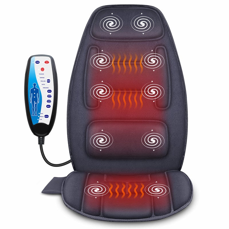 Snailax Massage Seat Cushion with Heat - Extra Memory Foam Support Pad in Neck and Lumbar,10 Vibration Massage Motors, 2 Heat Levels, Back Massager Chair Pad for Back - Image 1