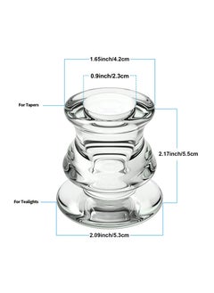 Excefore 2Pcs Clear Glass Candle Holders for Taper Candles, Candlestick Wedding Table Window Holiday Restaurant Decorations Fits 1/2" 2/3" 3/4" 4/5" 7/8" Tapers  - Image 4