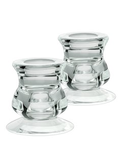 Excefore 2Pcs Clear Glass Candle Holders for Taper Candles, Candlestick Wedding Table Window Holiday Restaurant Decorations Fits 1/2" 2/3" 3/4" 4/5" 7/8" Tapers  - Image 1