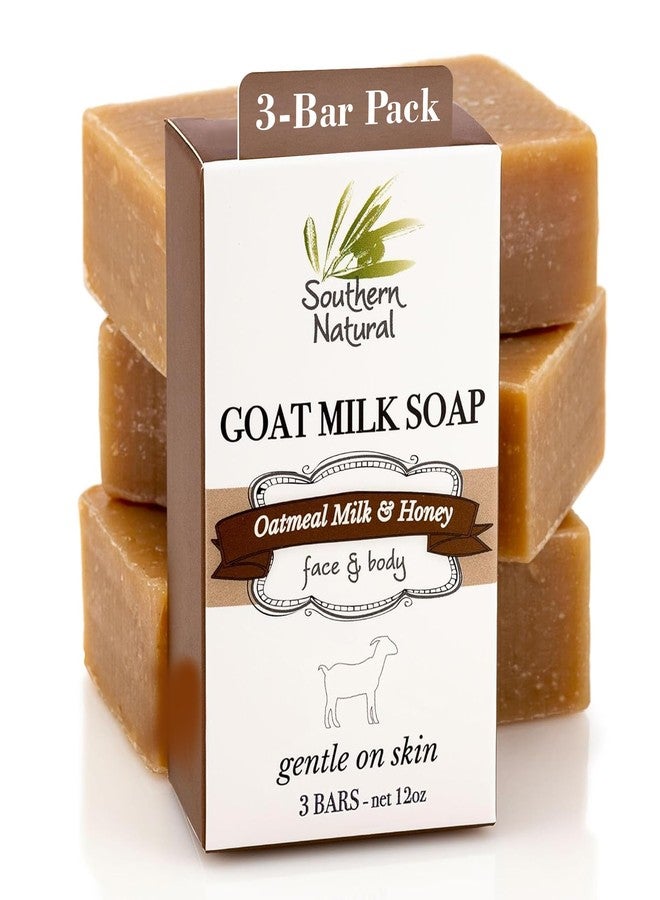 Southern Natural Goat Milk Soap Bar - Oatmeal Milk & Honey 3 Pack - For Dry Sensitive Skin. Natural, Handmade Soap For Men, Women, Kids, Face & Body - Image 1