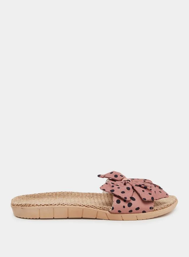 Take Two Take Two Polka Dot Print Bow Detail Flat Sandals