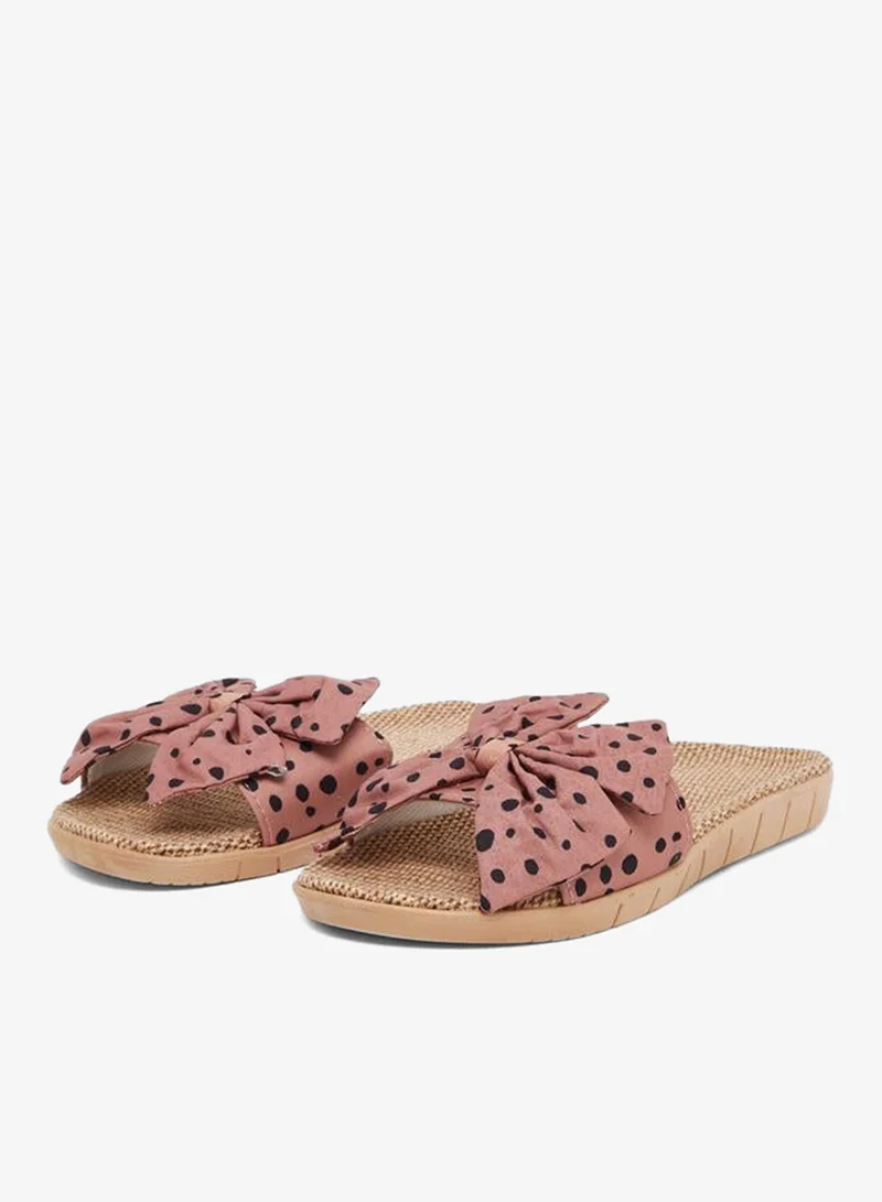 Take Two Take Two Polka Dot Print Bow Detail Flat Sandals