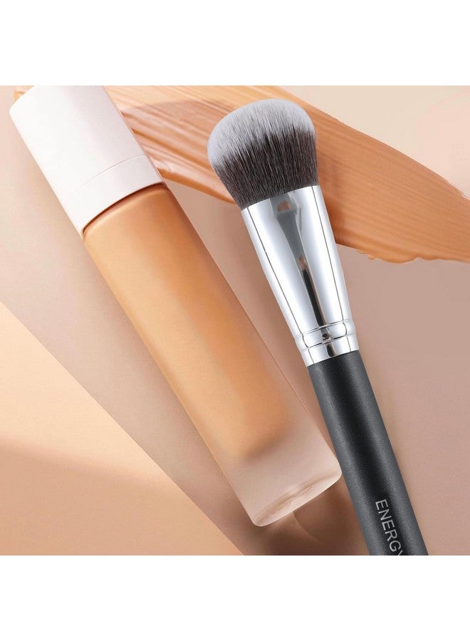 Energy Foundation Brush Expert Face Makeup Brush For Liquid Cream Powder Blending Buffing Buildable Coverage For Base Makeup Dense Vegan Synthetic Bristles Black - Image 3