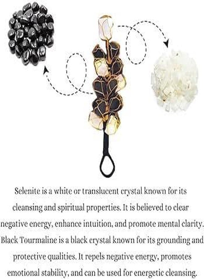 7VENS Black Tourmaline and Celestite Hanger Black and White Colour Crystal Space Cleanser, Protector, and Bringer of Positive Spiritual Energy for Your Home & Offices - Image 3