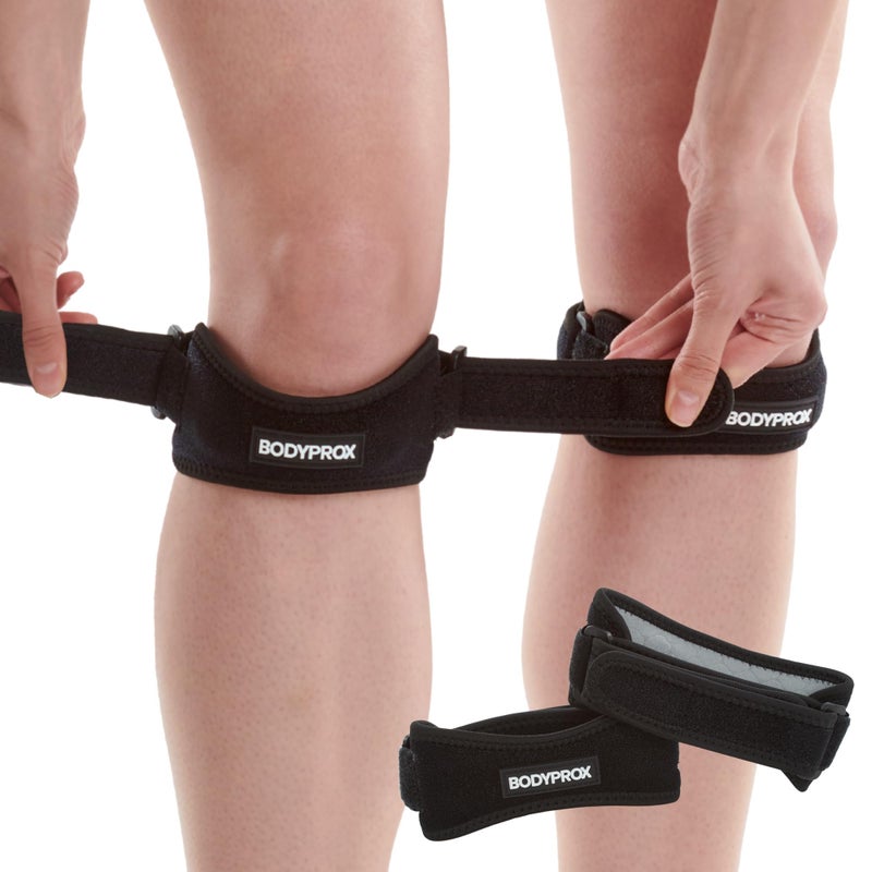 Bodyprox Patella Tendon Knee Strap 2 Pack, Knee Pain Relief Support Brace Hiking, Soccer, Basketball, Running, Jumpers Knee, Tennis, Tendonitis, Volleyball & Squats - Image 1