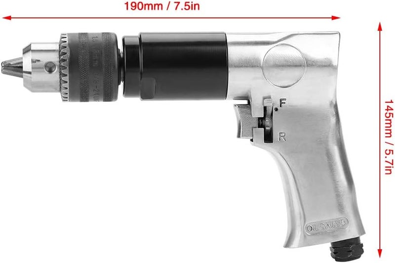 klarako Air Tool Drillpistol Drills, 1/2" Pneumatic Air Drill, 700rpm CW/CCW Handle Type Reversible Variable Speed Drilling Tool Engraving Grinder with 360°Reversible Handle for Furniture, Hardware - Image 5